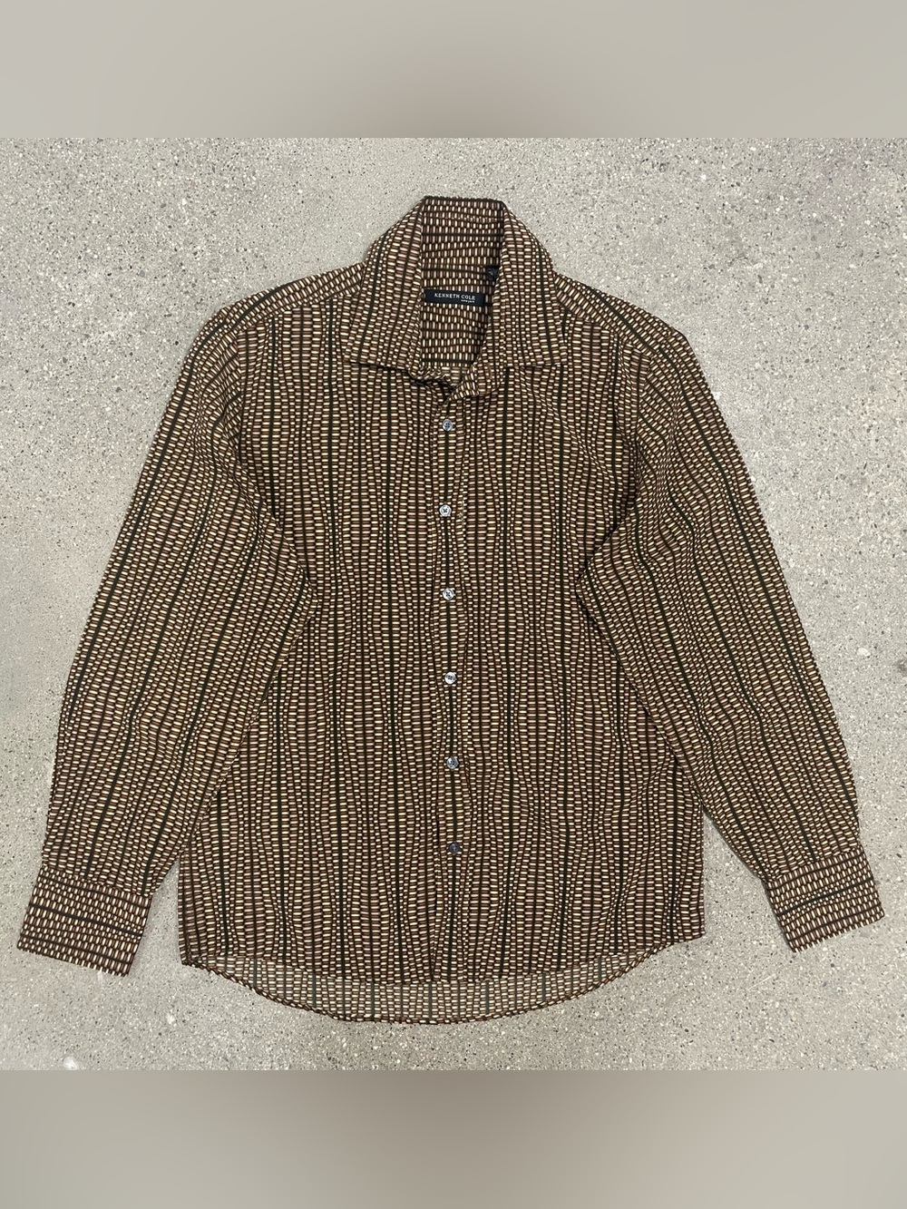 Vintage Kenneth Cole Basketweave Snakeskin Pattern Button-Up Shirt size Medium